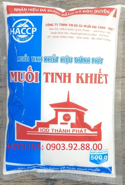 Muối tinh khiết túi 500g - Muối IOD Thành Phát - Công Ty TNHH TM DV Sản Xuất Muối IOD Thành Phát